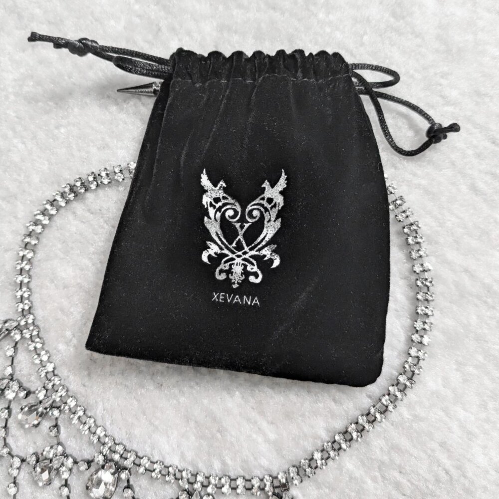 Xevana Czech Glass Rhinestone Drop Choker Necklace - EGL, Gothic Glamour - Picture 4 of 6